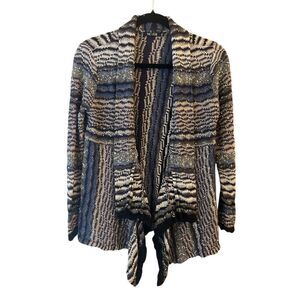 Nic+Zoe Linen Mixed Knit Waterfall Cardigan size PM